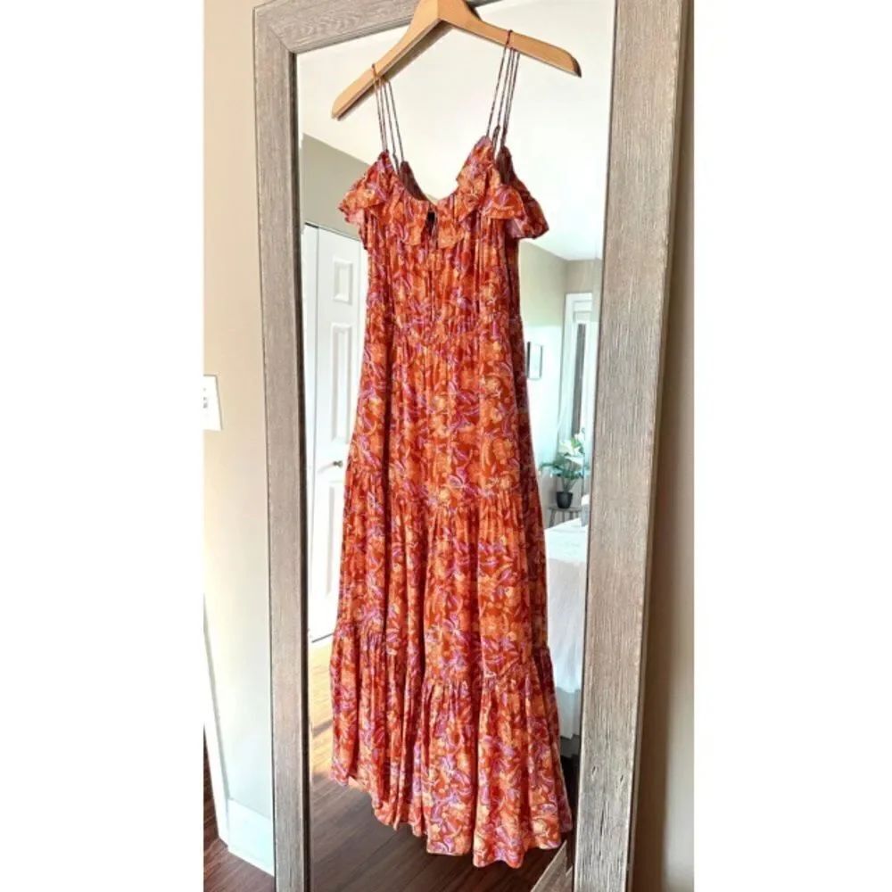 J.Crew Tiered maxi dress in painted block print XS